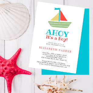 Nautische boot Ahoy is een baby shower van een jon Kaart