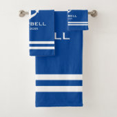 Nautische boot anker blauw en wit aangepaste naam bad handdoek (Insitu)