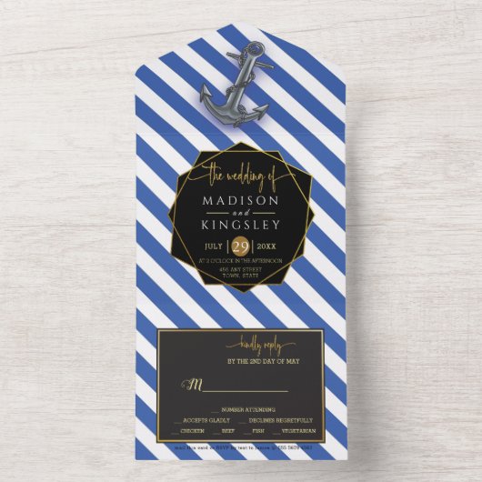 Nautische Boot Anker Fabulous Zeilbruiloft All In One Uitnodiging (Binnen)