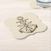  Nautische Boot Anker & Ship Wheel Tan Kartonnen Onderzetters (Gekanteld)