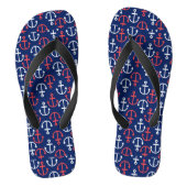 Nautische boot ankers in wit & koraal-rood teenslippers (Voetbed)
