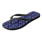 Nautische boot ankers in wit & koraal-rood teenslippers (Schuin)