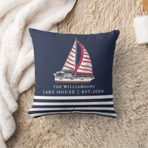 Nautische boot Custom Navy Blue Lake House Kussen