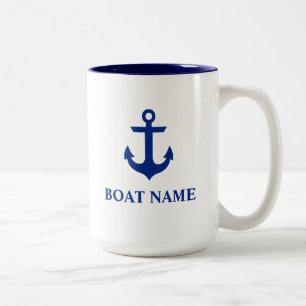 Nautische Boot Naam Anker Groot Tweekleurige Koffiemok