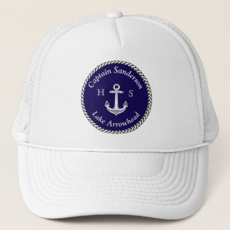 Nautische Boot Naam Anker Marine in Wit Trucker Pet