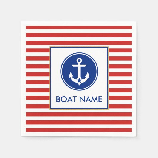Nautische Boot Naam Partij Cocktail Servetten RWB (Voorkant)