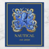 Nautische boot Octopus Personal Marine Wijn Etiket (Enkel label)