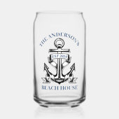Nautische boot strand huis anker familienaam est blikvorm glas (Voorkant)