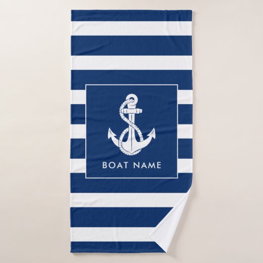 Nautische Boot Swag Wit Anker Custom Badhanddoek (Badhanddoek)