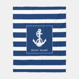 Nautische boot swag witte anker aangepast fleece deken