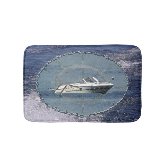 Nautische bootgolven badmat (Voorkant)