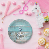 Nautische Bootnaam Anker Rustiek Hout Papieren Bordje (Feest)