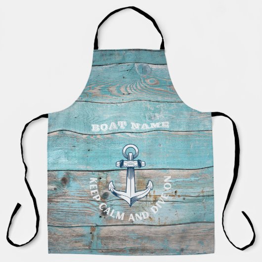 Nautische Bootnaam Anker Rustiek Hout Schort (Voorkant)