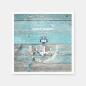 Nautische Bootnaam Anker Rustiek Hout Servet (Voorkant)