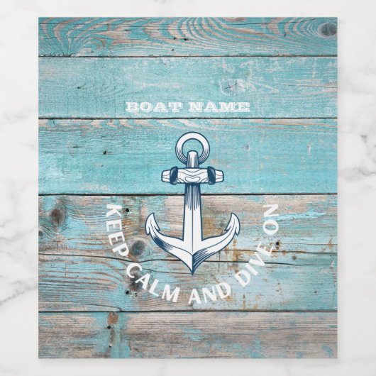 Nautische Bootnaam Anker Rustiek Hout Wijn Etiket (Enkel label)