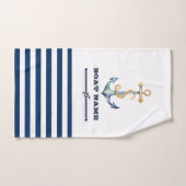 Nautische bootnaam, anker, touwstrepen bad handdoek (Handdoek)