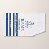 Nautische Bootnaam, Anker Zee Navy Blauw Gestreept Bad Handdoek (Handdoek)