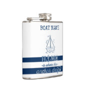 Nautische Bootnaam, Anker Zee Navy Blauw Gestreept Heupfles (Rechts)