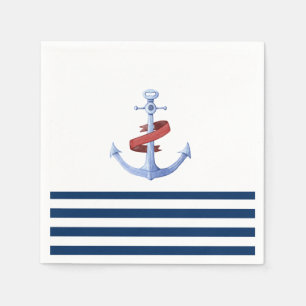Nautische bootnaam, Blauwe anker marineblauw gestr Servet