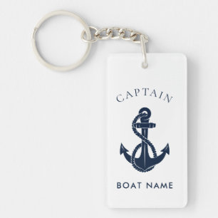 Nautische Bootnaam Marine Blauw Anker Custom Sleutelhanger