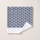 Nautische Bootnaam Marine Blauw Wit Anker n Touw Bad Handdoek (Wasdoekje)
