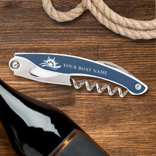 Nautische Bootnaam Scheepswiel Kurkentrekker