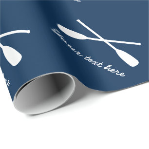 Nautische bootpedaal logo blauw en witte matte cadeaupapier