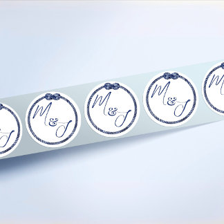 nautische bruiloft aan de kust ronde sticker