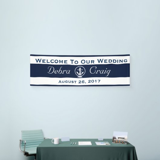 Nautische Bruiloft Banner - 2.5' x 8' (Beurs)