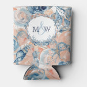 Nautische bruiloft Beach Seashell en Rozen Blikjeskoeler (Voorkant)