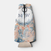 Nautische bruiloft Beach Seashell en Rozen Flesjeskoeler (Achterkant)