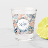 Nautische bruiloft Beach Seashell en Rozen Shot Glas (Voorkant)
