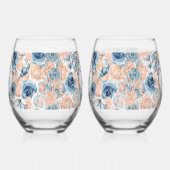 Nautische bruiloft Beach Seashell en Rozen Wijnglas Zonder Voet (Links)