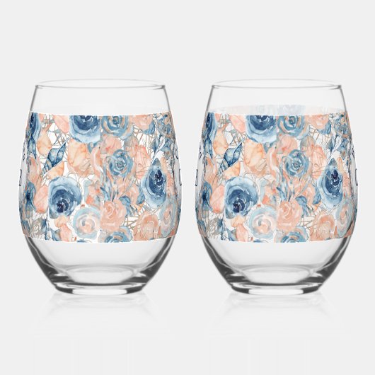 Nautische bruiloft Beach Seashell en Rozen Wijnglas Zonder Voet (Links)