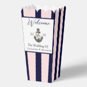 nautische bruiloft bloemanker roze marine welkom bedankdoosjes (Voorkant)
