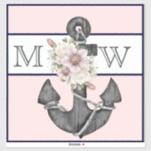 nautische bruiloft bloemanker roze marine welkom sticker (Vel)