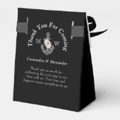 Nautische bruiloft bloemanker zwart wit bedankdoosjes (Achterkant)