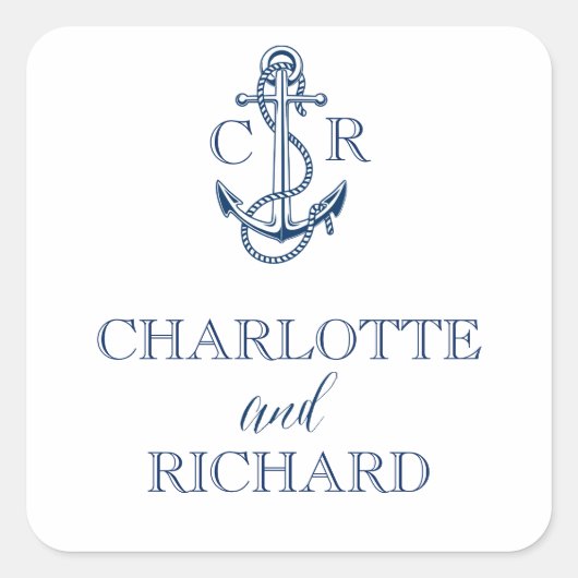 Nautische bruiloft gepersonaliseerde stickers met  (Voorkant)