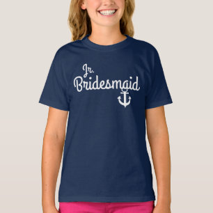 Nautische bruiloft Junior bruidsmeisje T-shirt met