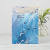 Nautische bruiloft met golfuitnodiging kaart (Staand voorkant)