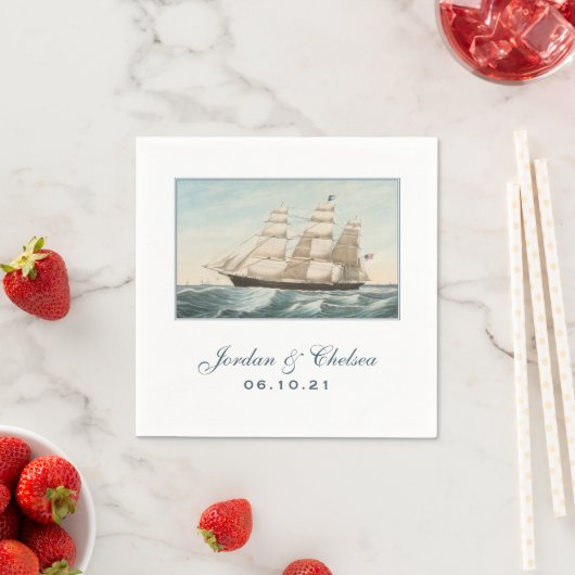 nautische bruiloft | Sailing Clipper Ship Custom Servetten (Insitu)
