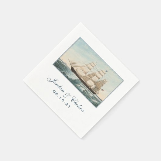 nautische bruiloft | Sailing Clipper Ship Custom Servetten (Hoek)