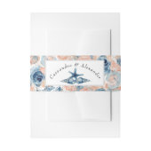 Nautische Bruiloft Strand Blauw Seashell en Rozen, Uitnodigingen Wikkel (Voorkant Voorbeeld)