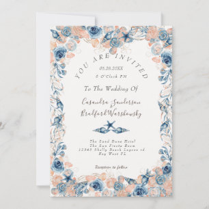 nautische bruiloft strand schelp bloemen Rozen wo Kaart