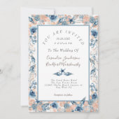 nautische bruiloft strand schelp bloemen Rozen wo Kaart (Voorkant)