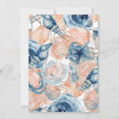 nautische bruiloft strand schelp bloemen Rozen wo Kaart (Achterkant)