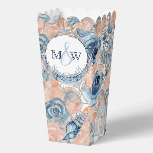 Nautische bruiloft Strand Seashell Bloemen Bedankdoosjes (Voorkant)