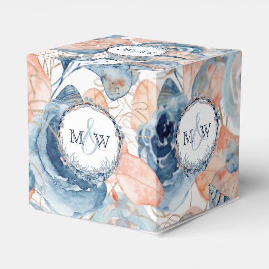 Nautische bruiloft Strand Seashell Bloemen Bedankdoosjes (Achterkant)