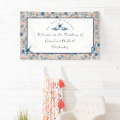 Nautische bruiloft Strand Seashell Rozen huwelijks Spandoek (Insitu)