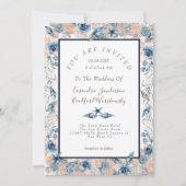 Nautische Bruiloft Strand Zee Shell Bloemen Rozen Kaart (Voorkant)